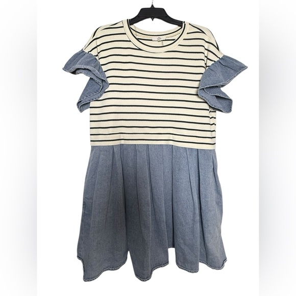 Easel Expected Beauty Cream Striped Dress - Picture 5 of 11